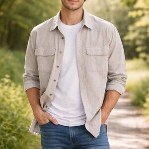ECOLO brand, 100% Cotton Relaxed Fit Shirt – Rugged Minimalist Essential Size L.